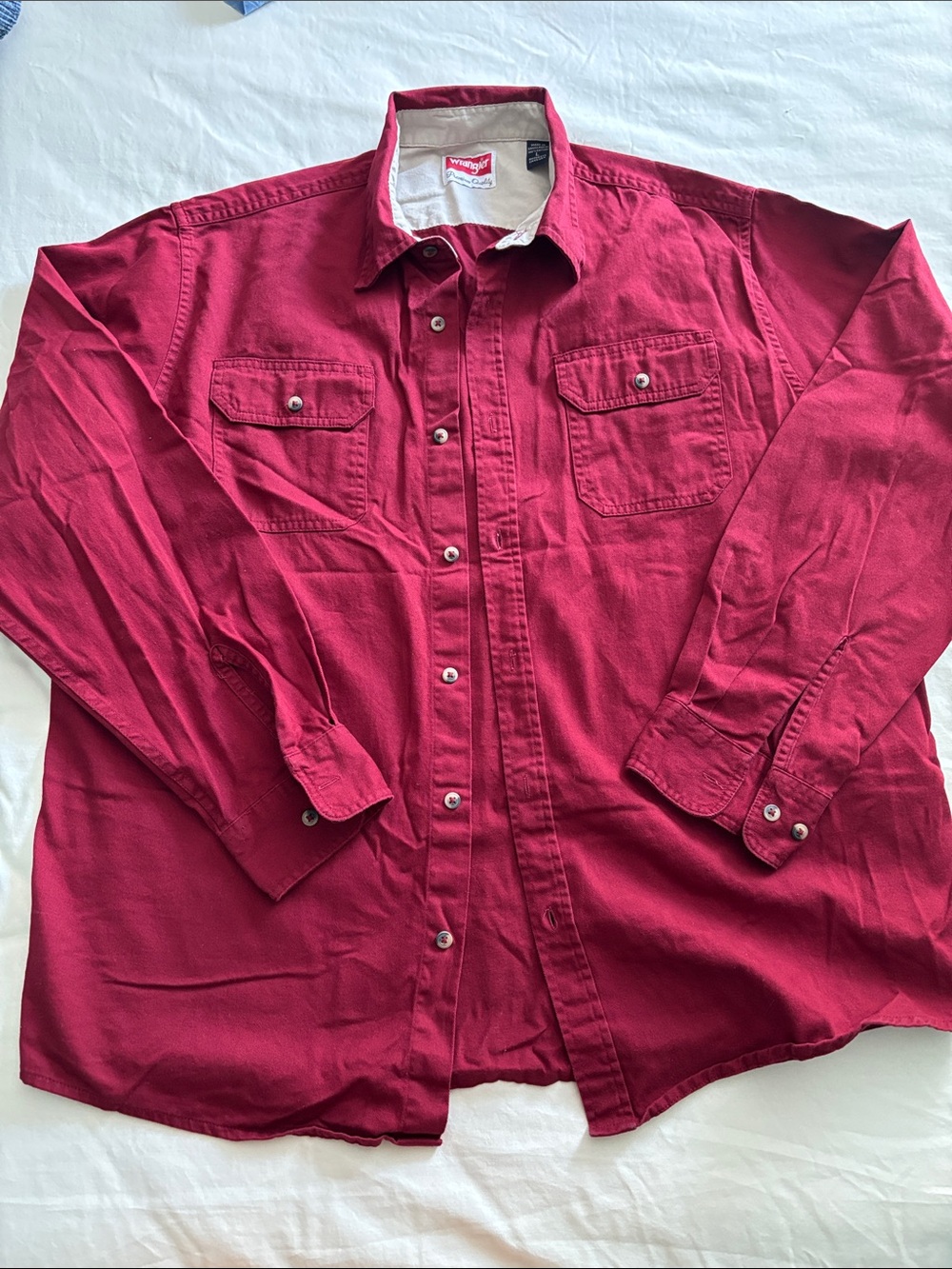 Wrangler Men's Maroon Long-Sleeve Button-Down Shirt